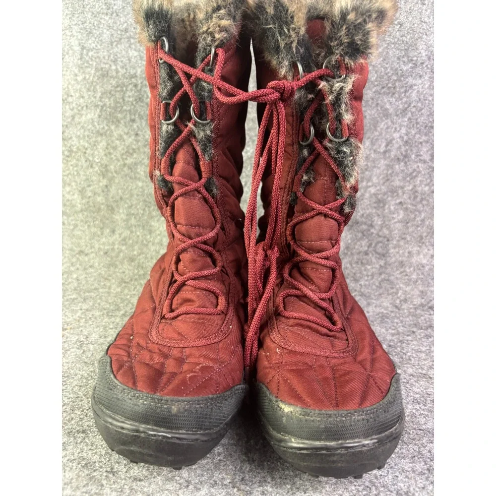 Columbia Minx Mid‎ III Snow Boots Womens 10 Burgundy Waterproof Faux Fur